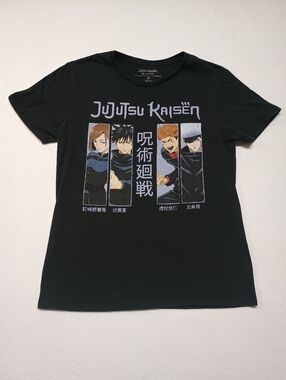Anime Black Graphic Tee -men Size M Jujutsu Character Print